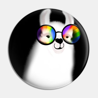 Llama with rainbow glasses Pin