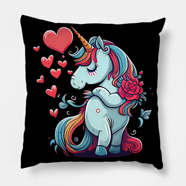 Valentines Unicorn Love Pillow by pako-valor