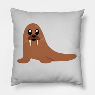 Smiling Walrus Illustration Pillow