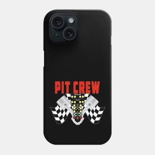 Pit Crew with Racing Flag Racing Tree and Pistons Phone Case