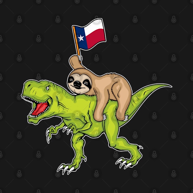 Texas Flag Gift Dinosaur Sloth Lover Kids USA Texas by PomegranatePower