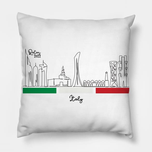 Doha Skyline - Qatar 2022 - Italy Pillow by habibitravels