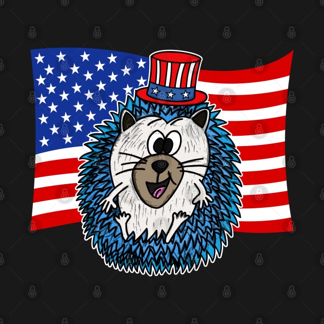 4th July Hedgehog American Flag by doodlerob