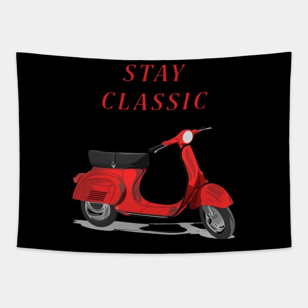 Stay Classic - Red Vespa Artwork Tapestry by SPAZE