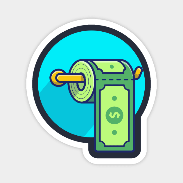 Dollar money toilet paper roll cartoon Magnet by Catalyst Labs