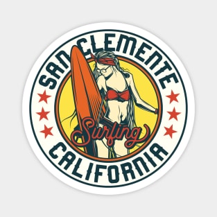 Vintage Surfing Badge for San Clemente, California Magnet