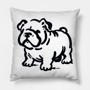 Stick figure bulldog in black ink Pillow