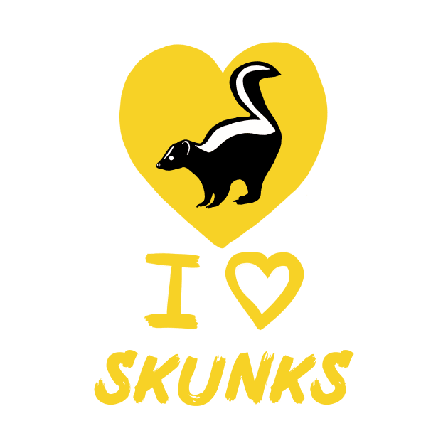 I Love Skunks for Skunk Lovers, Yellow by Mochi Merch