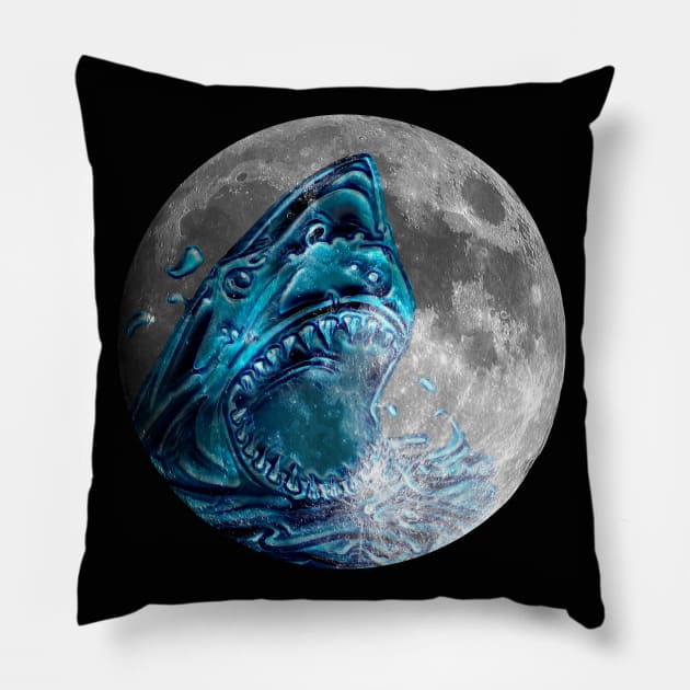 Shark on the Moon Pillow by gdimido