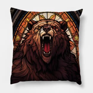 Druid Bear Form Stained Glass Werebear Pillow