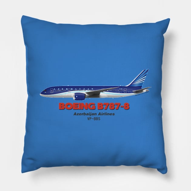 Boeing B787-8 - Azerbaijan Airlines Pillow by TheArtofFlying