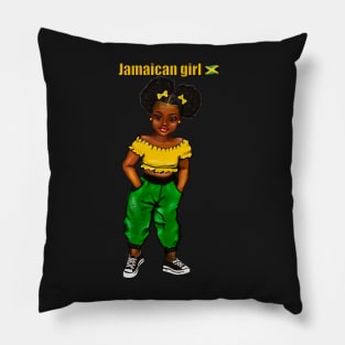 Jamaican girl 3 with colours of Jamaican flag in black green and gold inside a heart shape Pillow