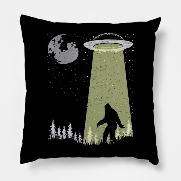 Bigfoot Ufo Pillow by Tesszero