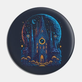 Gothic Church at Night Time Pin