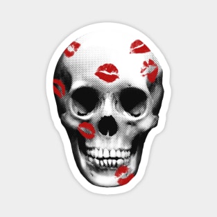 Valentines Red Lipstick Kiss Skull Grunge Retro Magnet