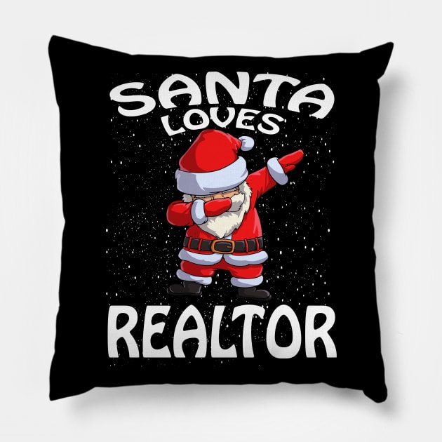 Santa Loves Realtor Christmas Pillow by intelus