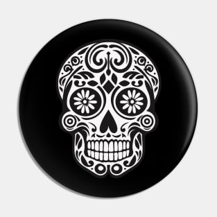 Mexican Skull with Flower Eyes Pin