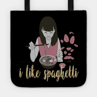 girl eating spaghetti Tote