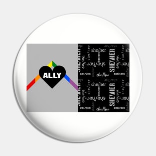 Queer Ally, She/Her Pronouns - Identity Pride Pin