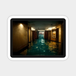 Hotel Hallway Flooded With Water /  Art Styles Different Magnet