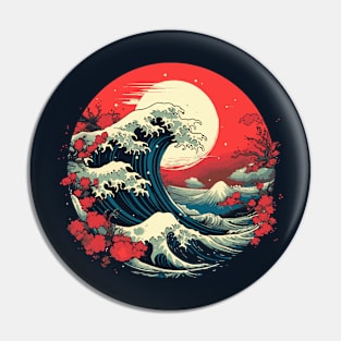 The Japanese Great Wave Sunset for Japan art lovers Pin