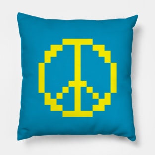 Yellow Pixel Peace (8 Bit Peace) Pillow