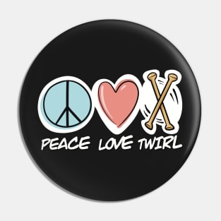 Peace Love Twirl symbol design Pin