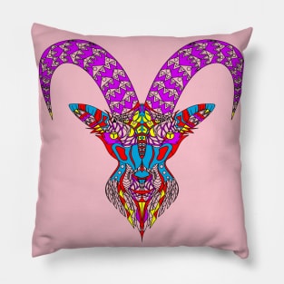 mighty goat in rainbow pattern ecopop Pillow