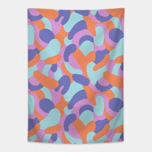 Colorful abstract swirls pattern in blue, teal, lavender and orange Tapestry