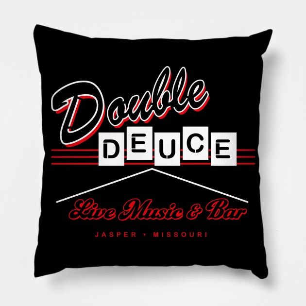 Double Deuce Roadhouse Sign Pillow by Alema Art