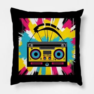 80s Music Vintage Retro Boombox Pillow