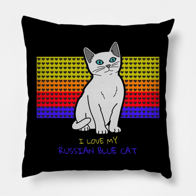 Russian Blue Cat Pillow by Kelly Louise Art