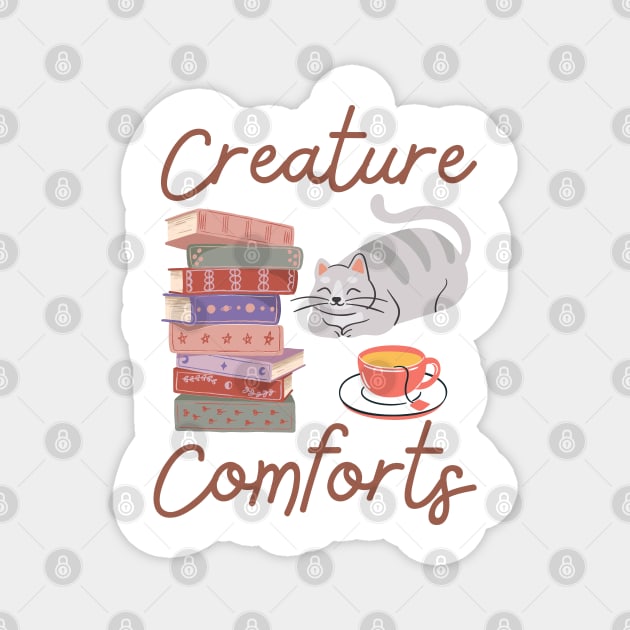 Cute Creature Comforts Cat Tea Book Lover Magnet by ThievingNargles