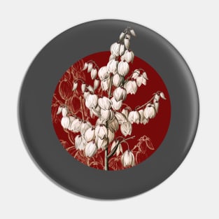 Vintage Aloe Yucca Botanical Illustration on Circle Pin