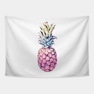 Pineapples and Foliage Colorful Paint White Pattern Tapestry