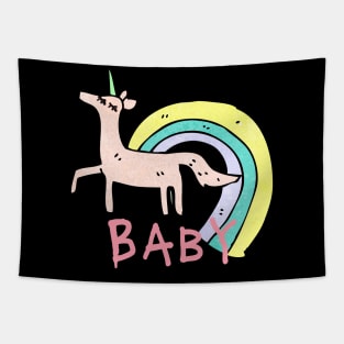 Rainbow Baby Unicorn Tapestry