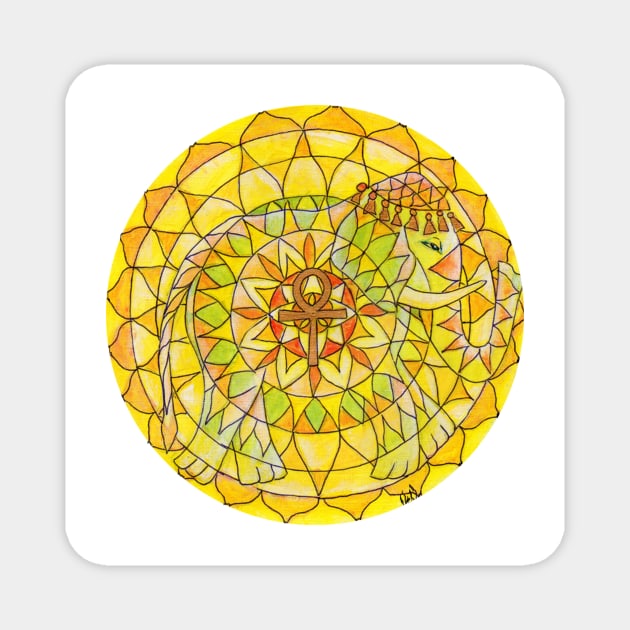 Ankh elephant free-hand mandala Magnet by Renart