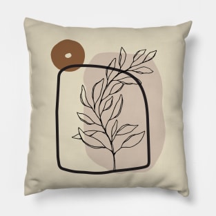 Minimal Modern  Abstract Shapes   Black leaf Warm Tones  Design Pillow