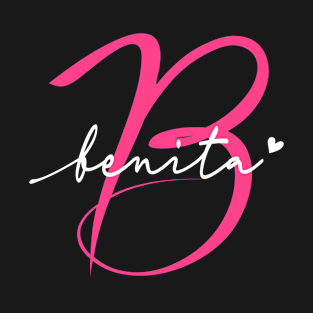 Benita Name Personalized Pink Calligraphy Monogram T-Shirt