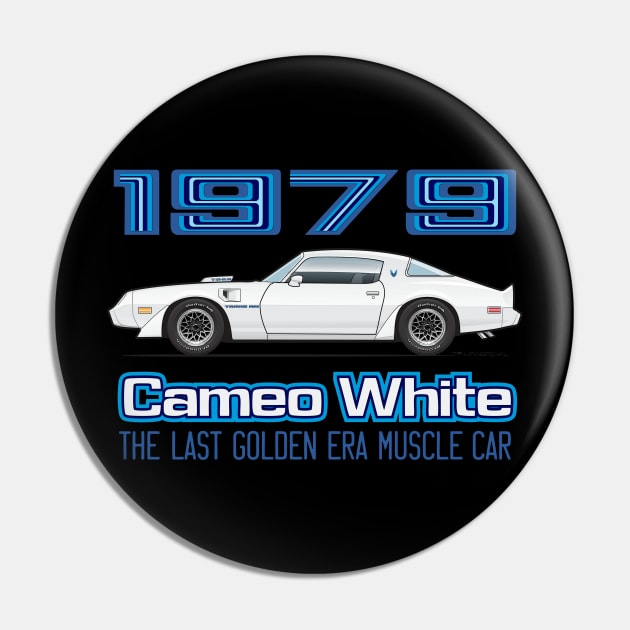 Factory Colors-Cameo White w. Blue Graphics Pin by ArtOnWheels