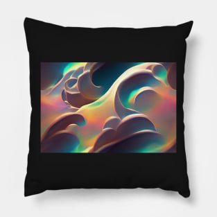 Smooth Iridescent Hologram Waves Pillow