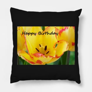 Tulipa  'Cape Town'  AGM  Tulip with happy birthday message Pillow