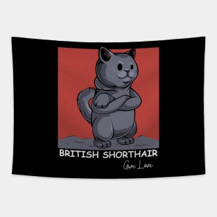 British Shorthair - Cute Cartoon Cat Comic Cats Tapestry