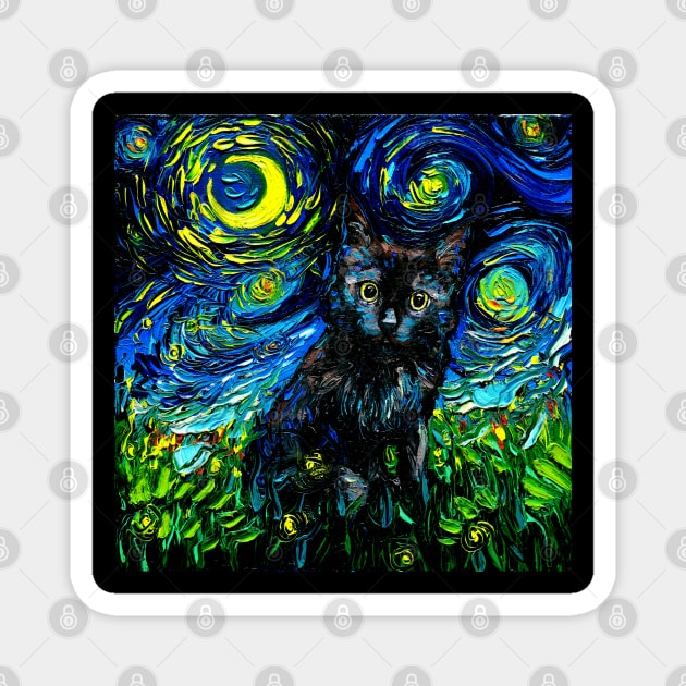 Black Cat Night 3 Magnet by sagittariusgallery