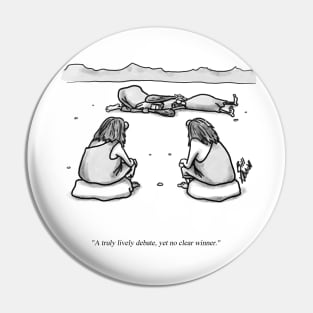 Classic Caveman Political Debate Cartoon Pin