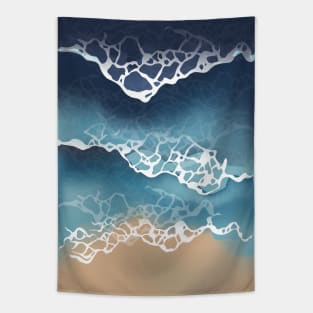 Waves Beach Illustration Tapestry