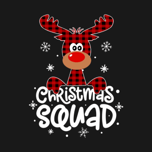 Christmas Squad Buffalo Plaid Reindeer Family Matching Pajamas T-Shirt