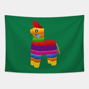 Rainbow Llama Pinata with Blue Rose in Mouth Tapestry