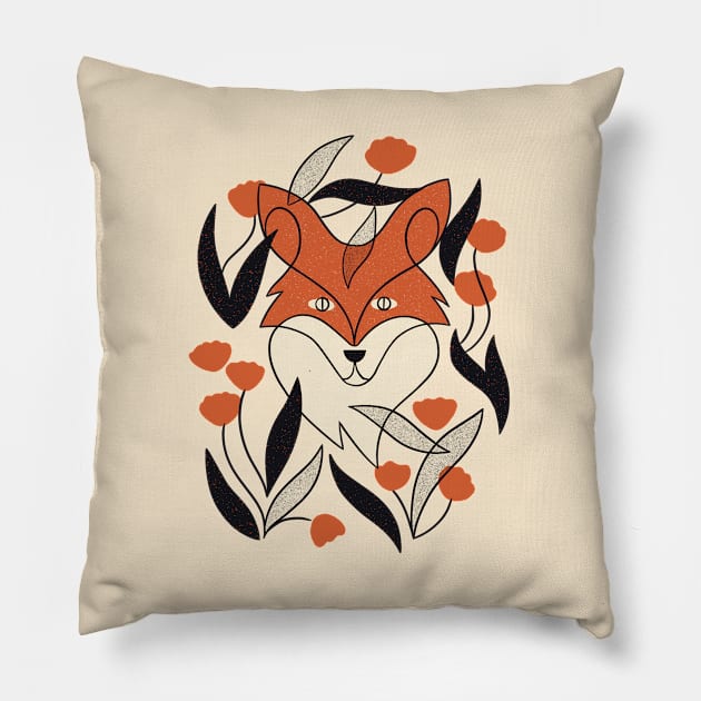 Floral Fox Pillow by Renea L Thull