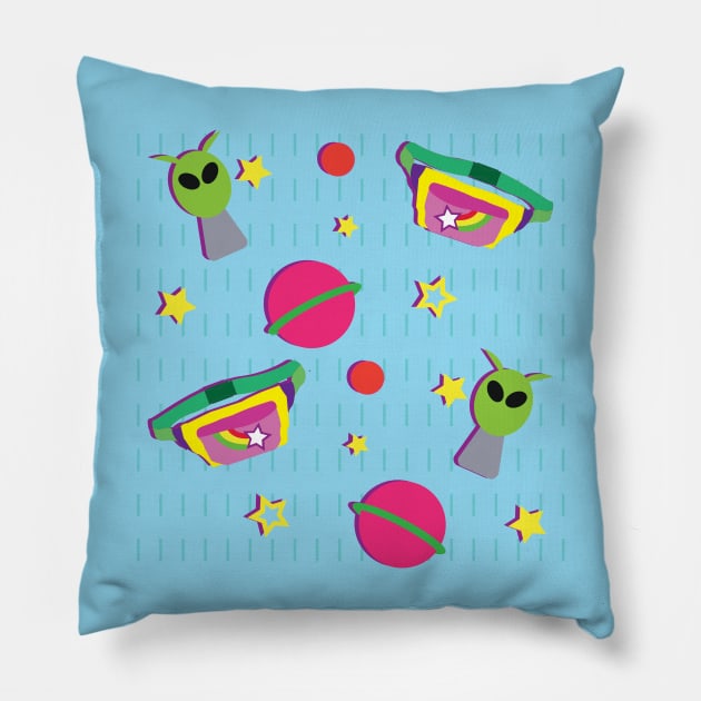 Retro Eighties Alien Fanny Pack with Rainbow Shooting Star Pillow by MichelleBoardman